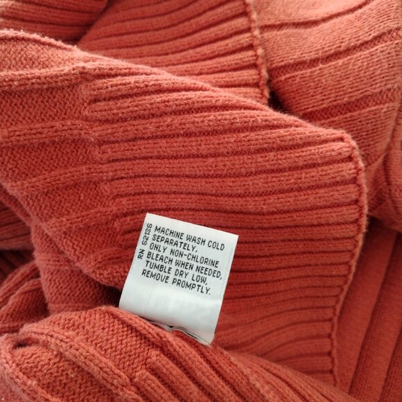Vintage Y2K Guess Jeans Men's Orange Ribbed Knit V Neck Sweater Size XXL - Picture 11 of 12